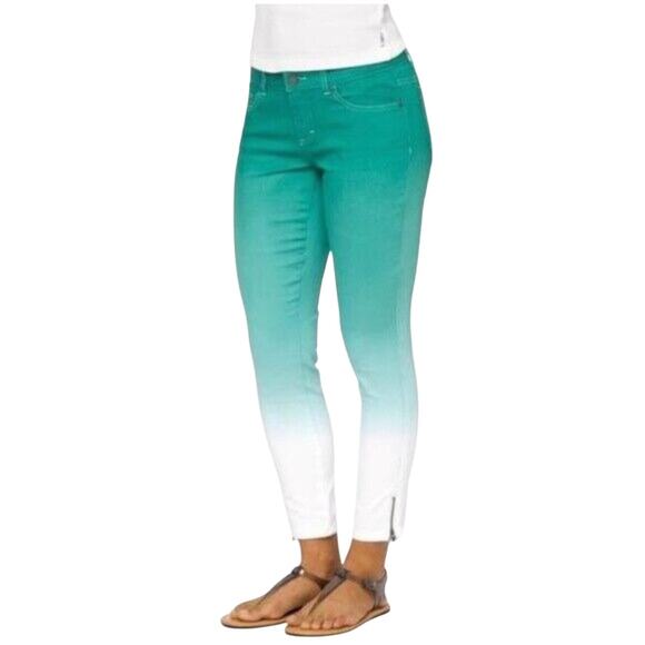 Prana Womens green ombre jeans with ankle zipper size 2 26 - Picture 1 of 7